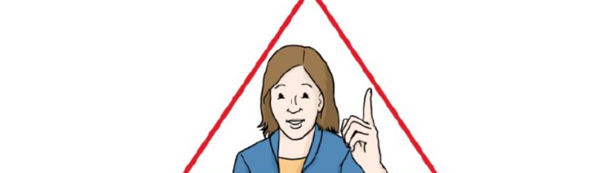 Zeichnung einer Frau mit erhobenem Zeigefinger